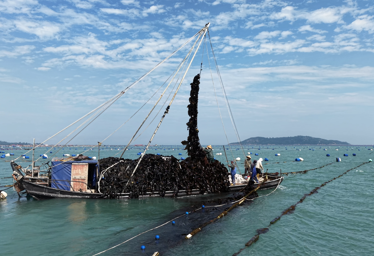 湄洲湾海带养殖基地实拍 - 莆田海之极食品